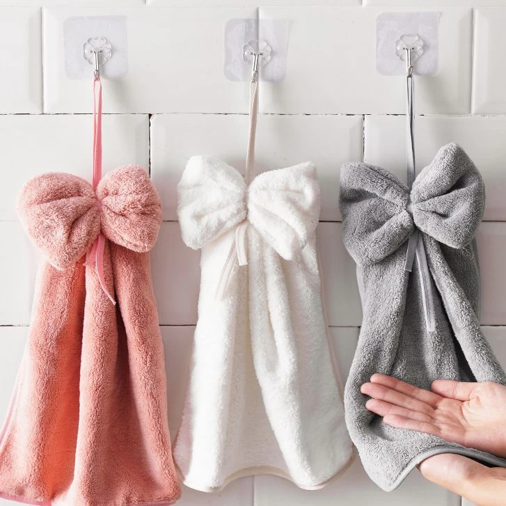 蝴蝶结擦手巾挂式毛巾厨房卫生间家用超强吸水不掉毛干手抹手抹布