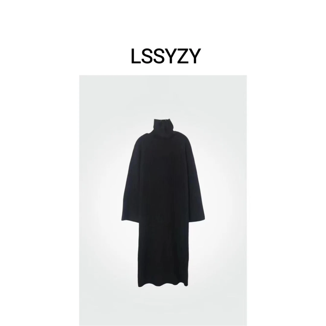 LSSYZY小众设计师款阔版宽袖高领麻花辫毛衣连衣裙Y97#