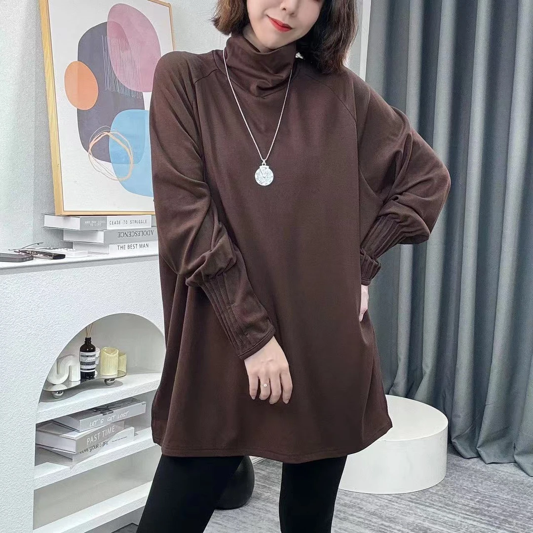 【加厚】秋冬新款纯色大版型宽松休闲加绒高领打底T恤G88302