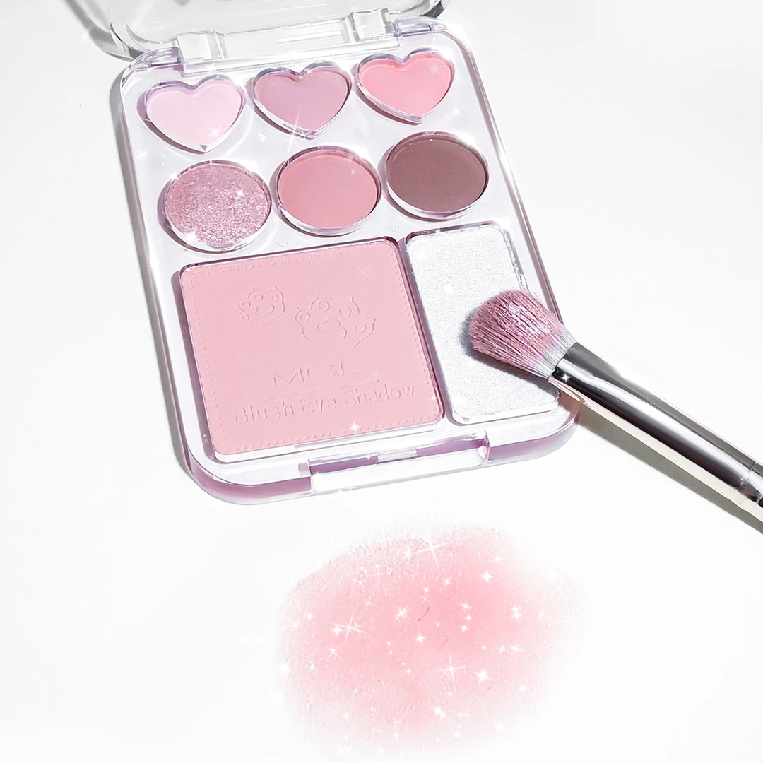 爱心腮红高光综合盘眼影盘粉嫩纯欲少女感网红爆款粉色紫色大地色