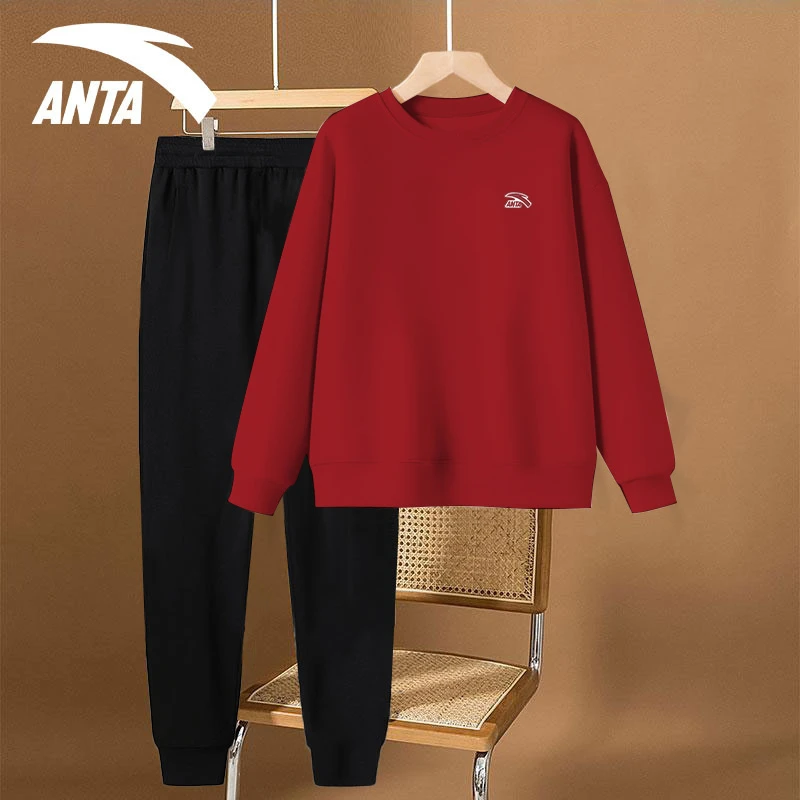 安踏大码运动套装服女春秋款2024年新款中年妈妈时尚洋气卫衣卫裤