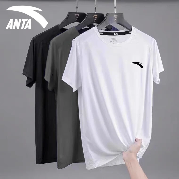 安踏短袖男运动T恤2024夏季新款官网旗舰男士透气速干冰丝凉上衣