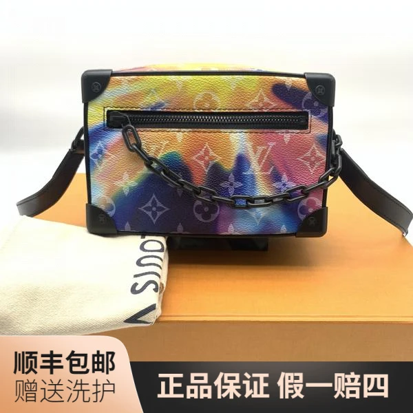99新 LouisVuitton/路易威登 LV彩虹盒子斜挎包/10017748二奢男包