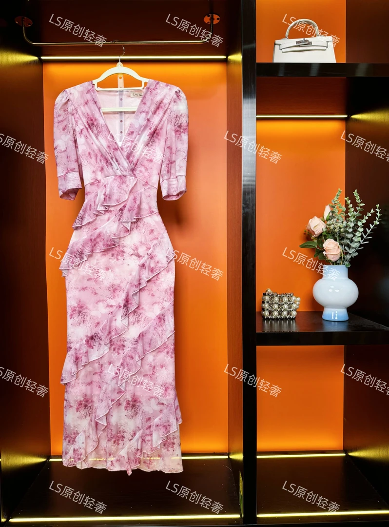 法式条纹连衣裙夏季新款复古圆领短袖修身收腰显瘦包臀裙女55227