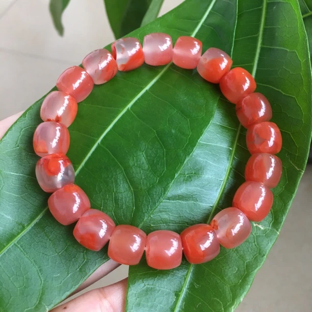 南红手链手串 精美冰透天然粉 尺寸11mm 时尚桃花粉色