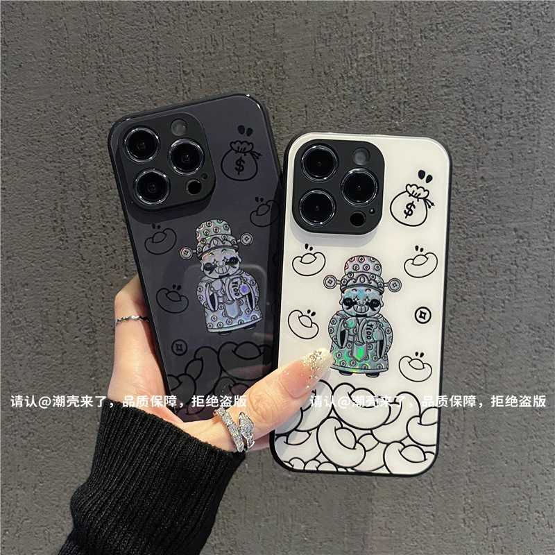 肤感烫金玻璃壳适用苹果iphone16/华为荣耀/OPPO/VIVO/小米手机壳