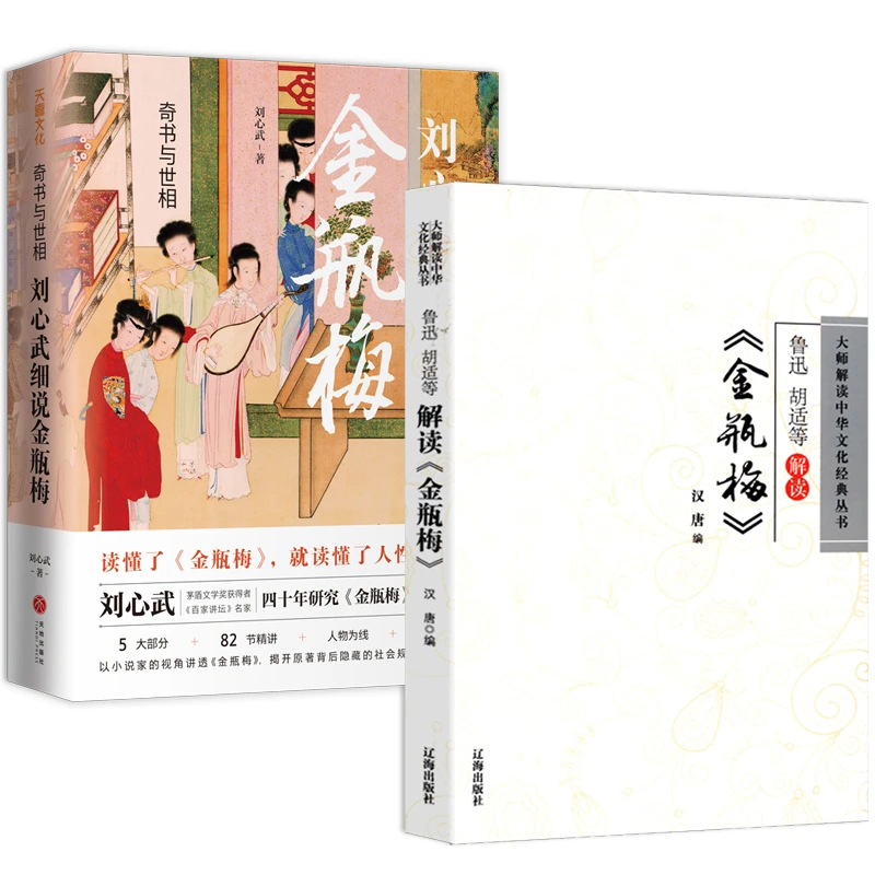2册鲁迅胡适张竹坡等解读金梅+刘心武细说金瓶明清文学小说书籍