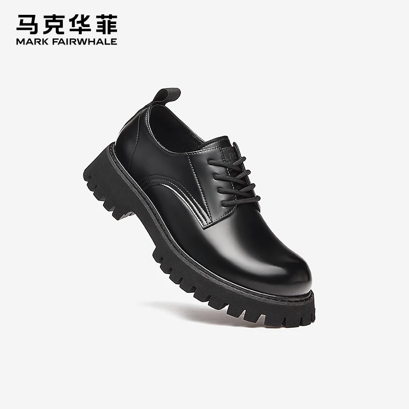马克华菲男鞋2024夏季新款男士透气商务德比鞋英伦风厚底皮鞋休闲