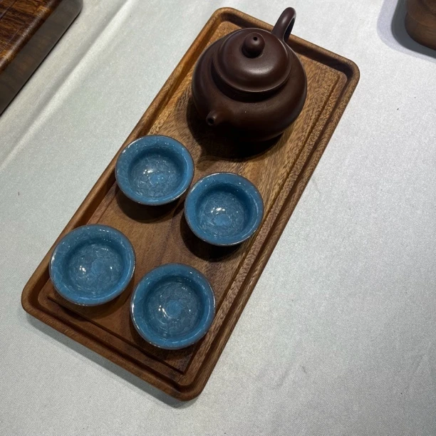 南美胡桃木实木原木整块干泡茶盘新中式简约家用干泡台32*15*3