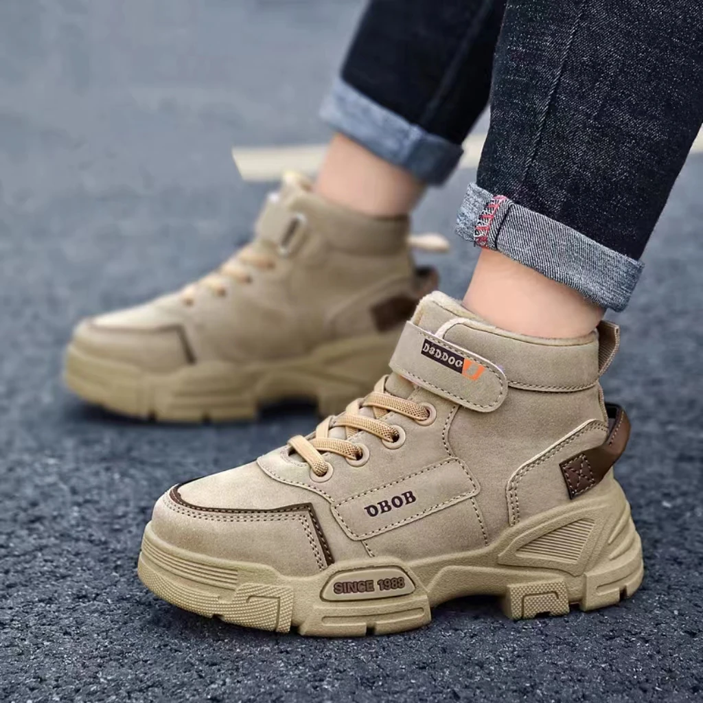 【032】太阳家E冬季二棉加绒保暖儿童百搭时尚皮面中帮户外运动棉鞋