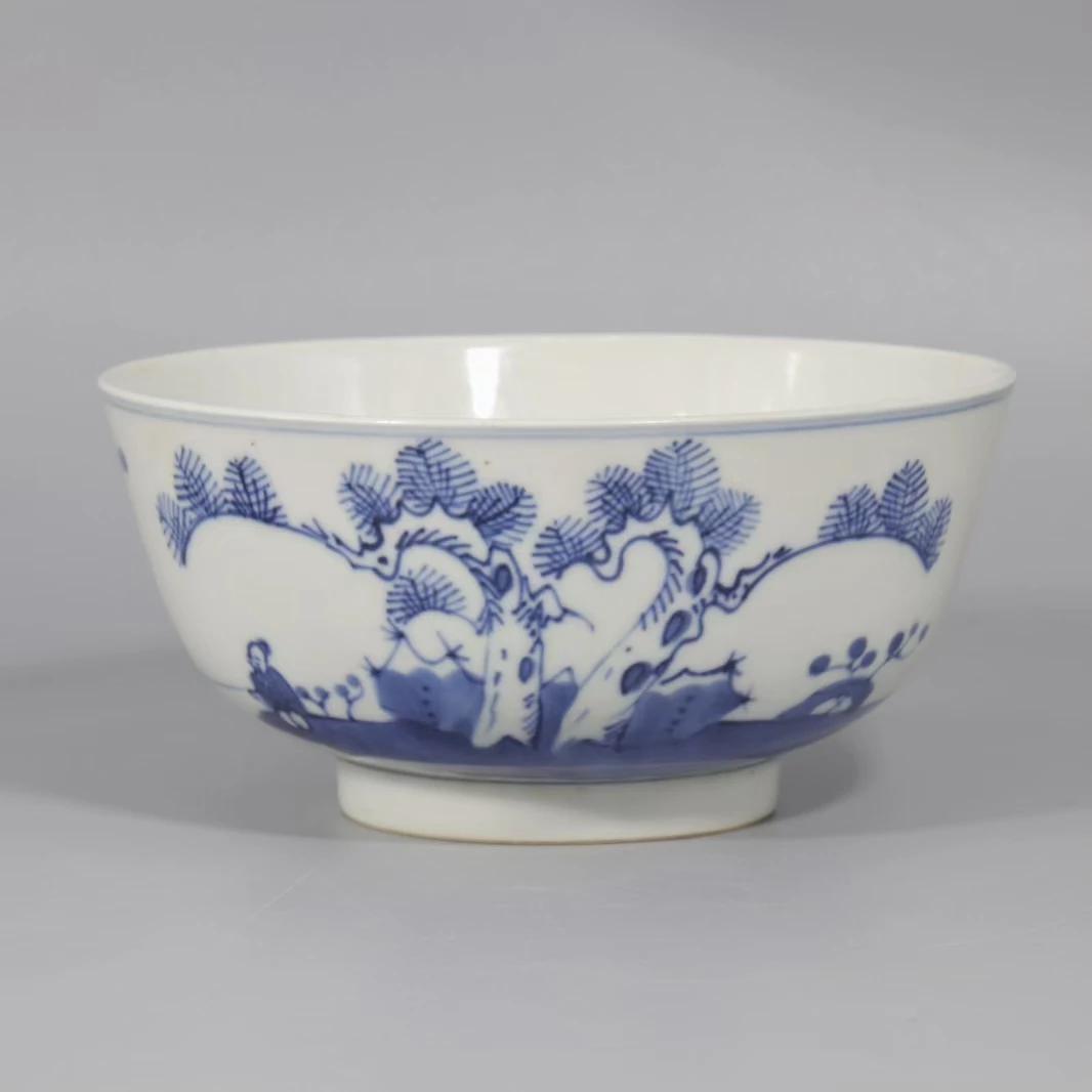 青花诗文人物纹敦式碗H410-102