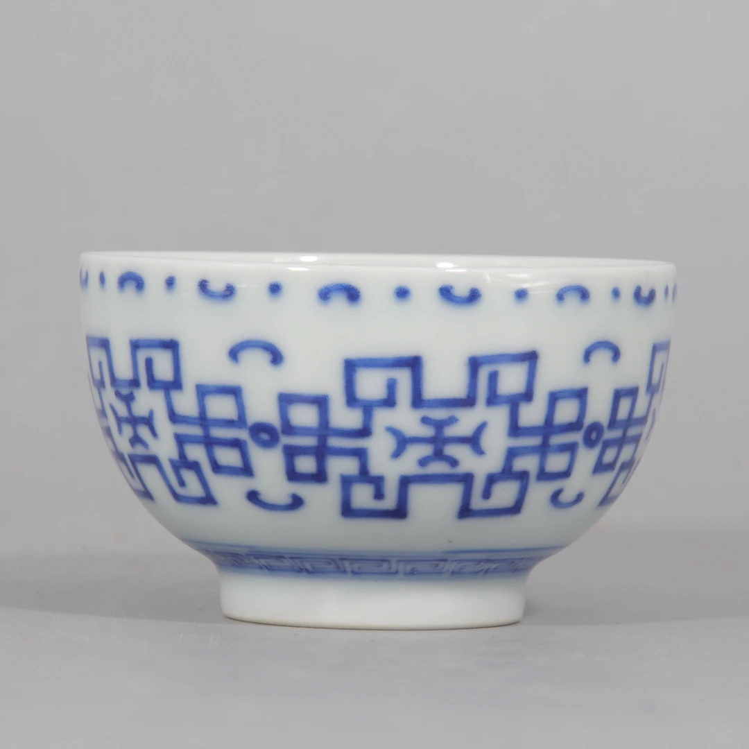 青花仿古纹杯   H411-034