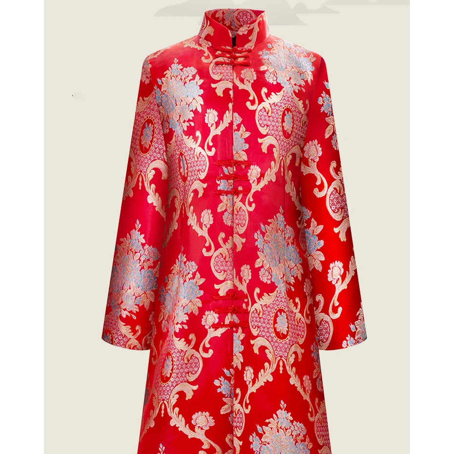 女士宫廷花云锦真丝旗袍款式现代装