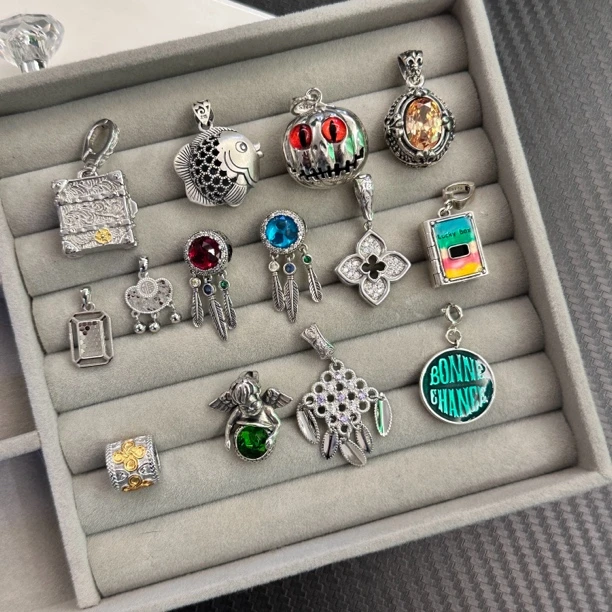 吊坠925银 小众活扣随意搭配高级项链吊坠银配饰情侣闺蜜生日礼物