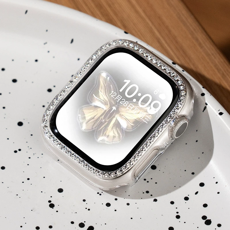 适用iwatchS10保护壳半包壳防摔保护套s11壳s9单排钻星光色ultra3