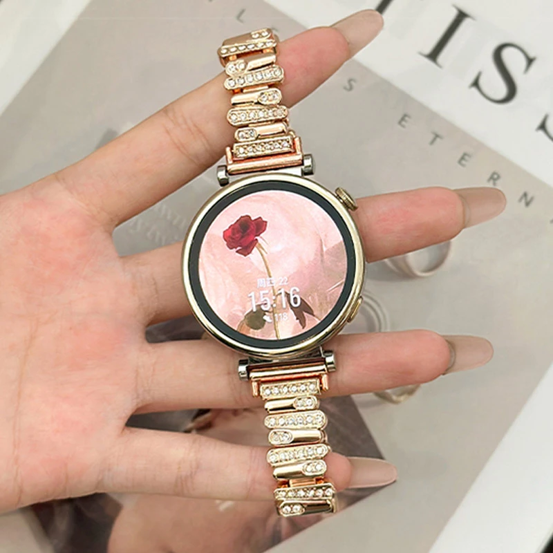 适用华为gt5表带新款满钻watchgt4女款链式手表表带女表专用41mm