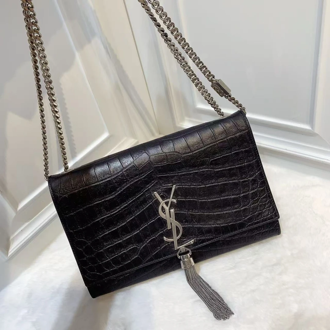 95新 YSL/圣罗兰 （铭）YSL黑银流苏kake
