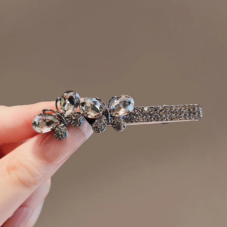 黑色碎发夹夹边夹水钻发卡子刘海夹顶夹头饰蝴蝶发夹简刘海侧边夹