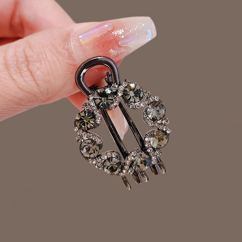 气质圆形简约镂空头饰女侧边刘海夹高级感钻发夹鸭嘴夹发卡女发饰