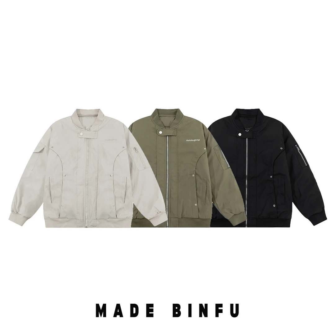 BINFU  冬装新款美式复古风潮牌棉服户外夹克宽松棒球服棉衣外套