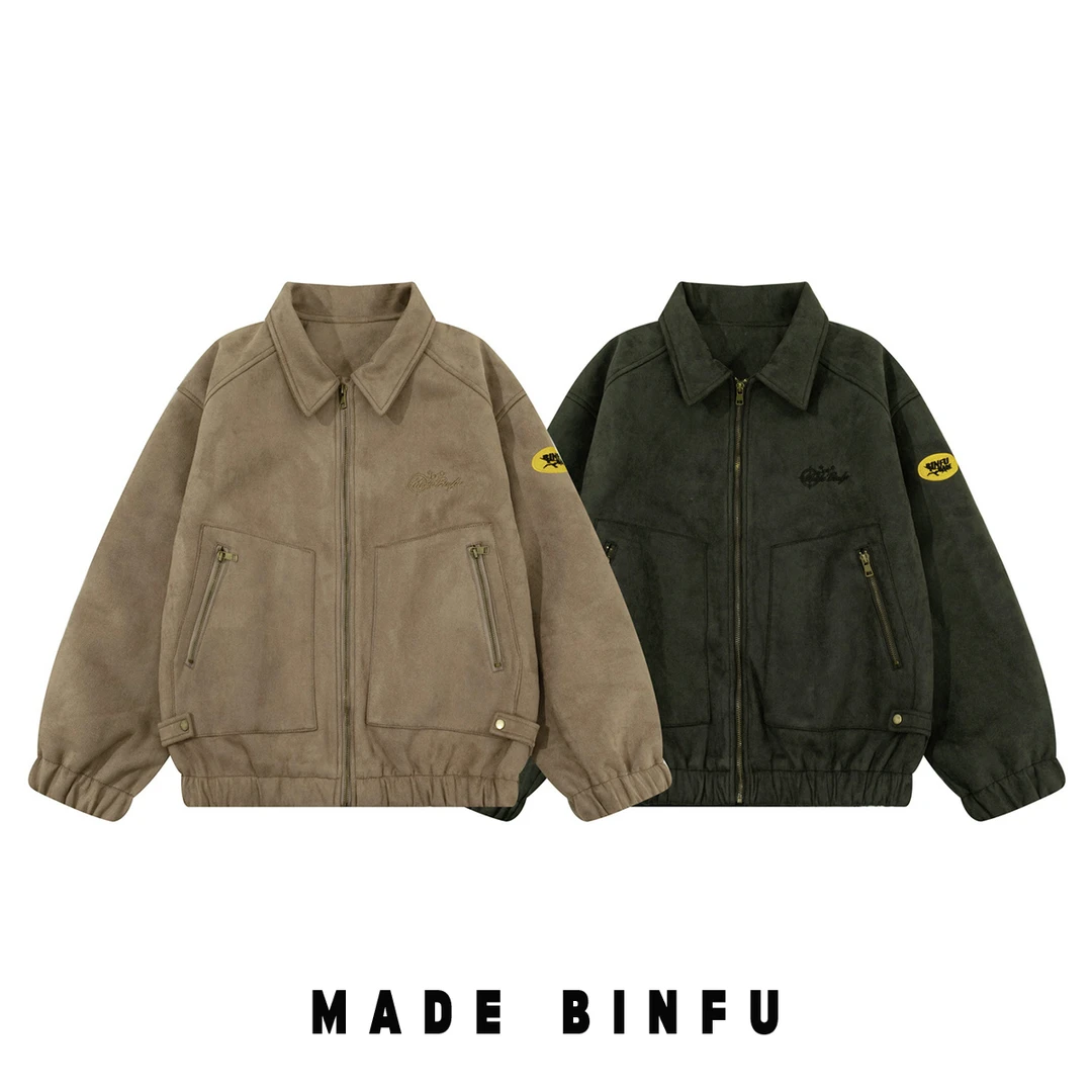 BINFU 2024秋冬 男女同款翻领重磅加厚版高级感宽松百搭夹克外套