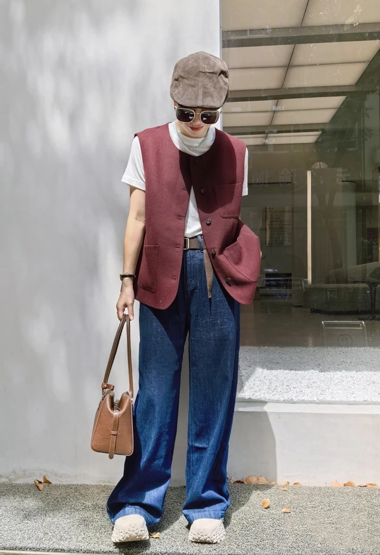 日系文艺！清风傲骨文化感 复古简约百搭定制定染石灰吟羊毛马甲