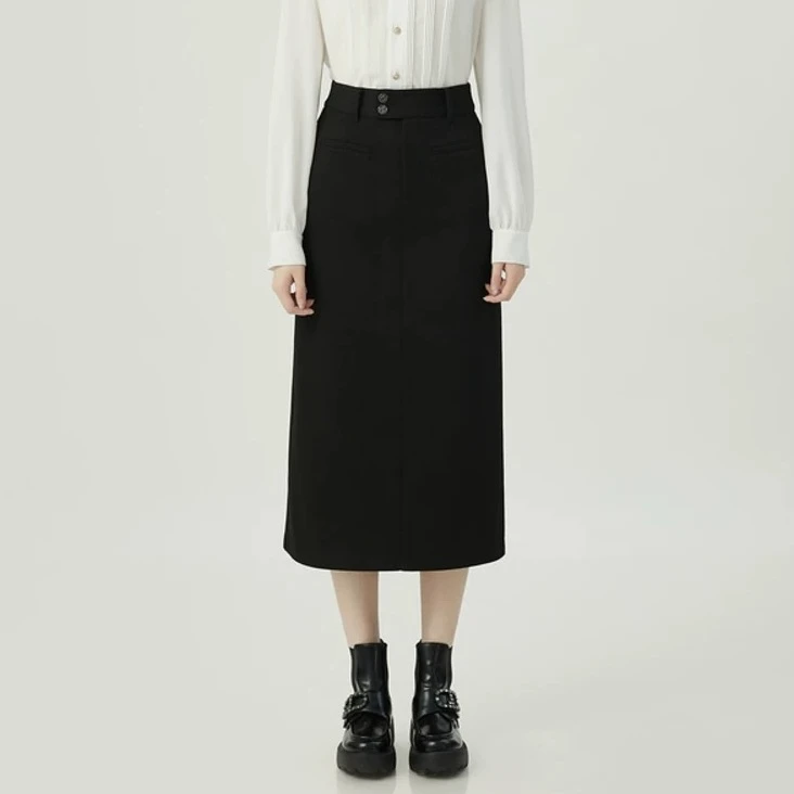 GIRDEAR/哥弟秋冬气质百搭高腰植绒磨毛绒长款半身包裙1200369