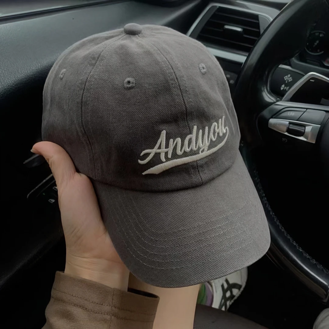 潮搭 宽檐字母棒球帽男女款显白黑灰色鸭舌帽ins时尚休闲运动帽子