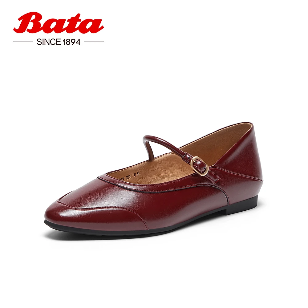 Bata休闲浅口单鞋女2024春新款百搭羊通勤软底玛丽珍鞋AVF09BQ4