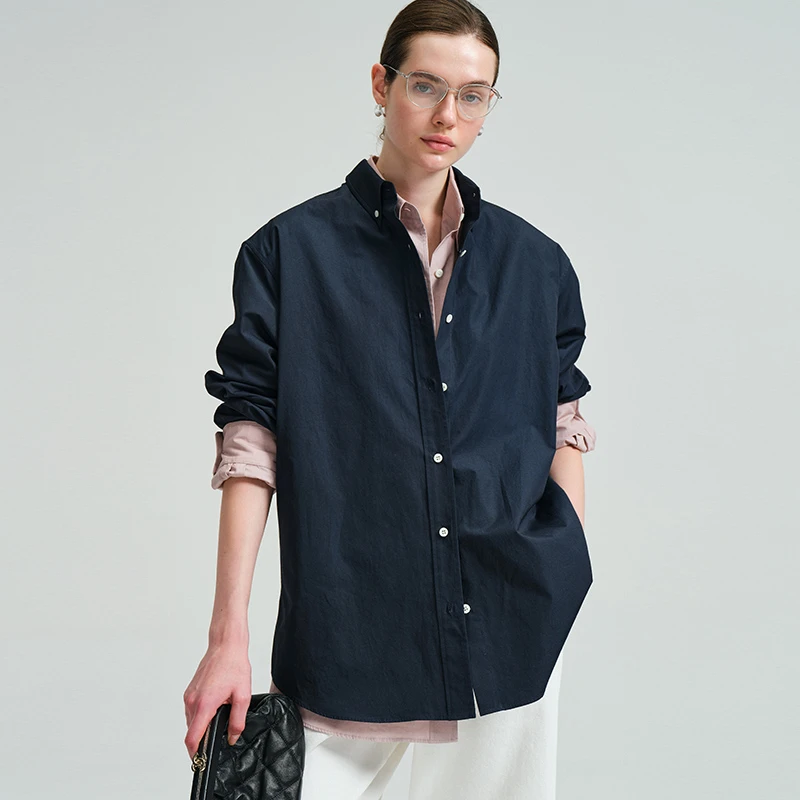 INYASAKO爆款B入开春穿搭高智u风加密PIMA棉纯色衬衫/短款衬衫