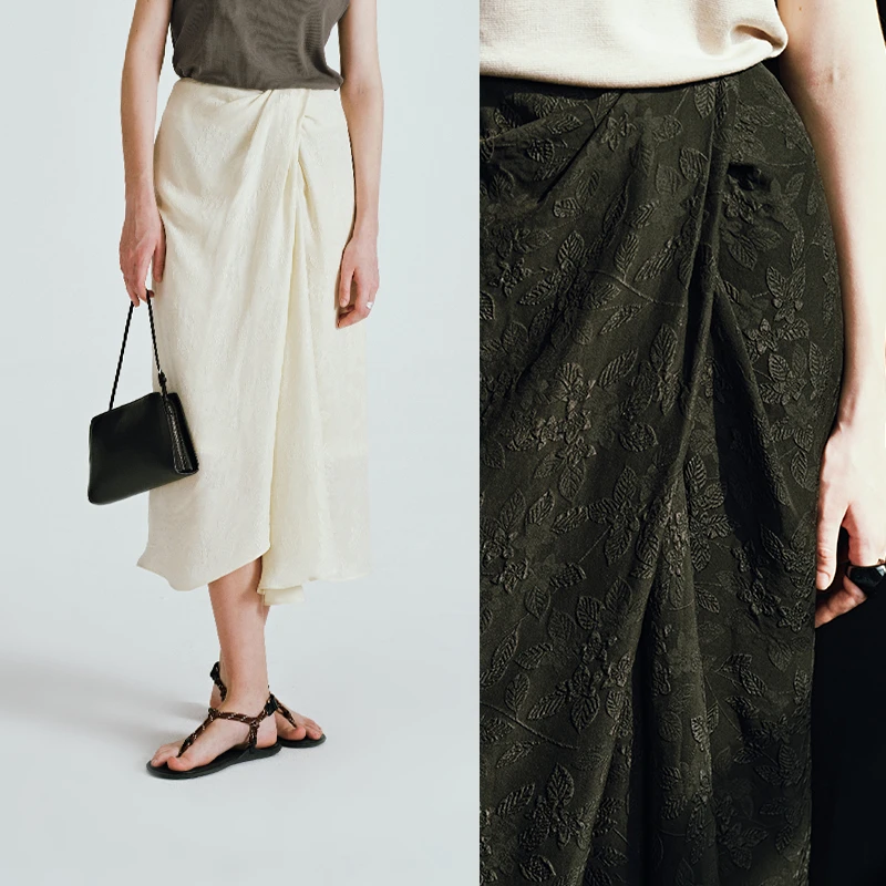 INYASAKO重磅真丝暗提花绅雅不对称立体结构时装半裙