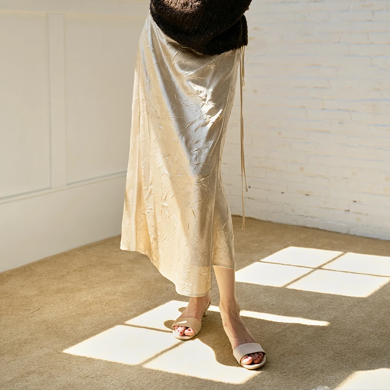 INYASAKO 东方光影美学围裹抓皱透气醋酸植物肌质半裙