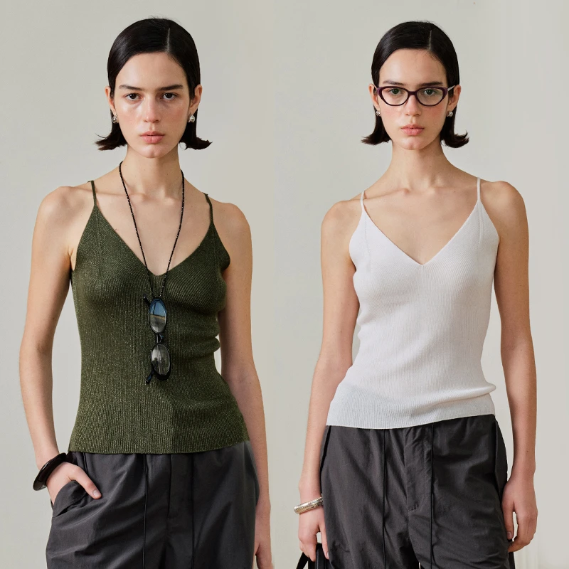 INYASAKO 口碑B备百搭造型重磅显瘦轻盈天丝细闪背心吊带