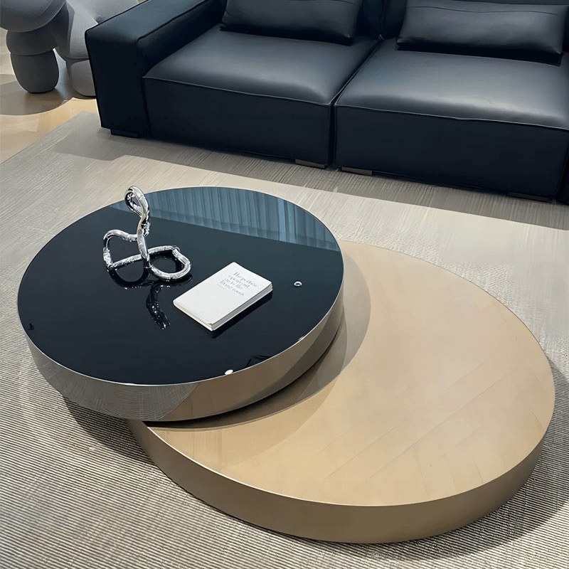 企梵优选意式轻奢旋转茶几现代简约高端设计师伸缩360度转大小圆