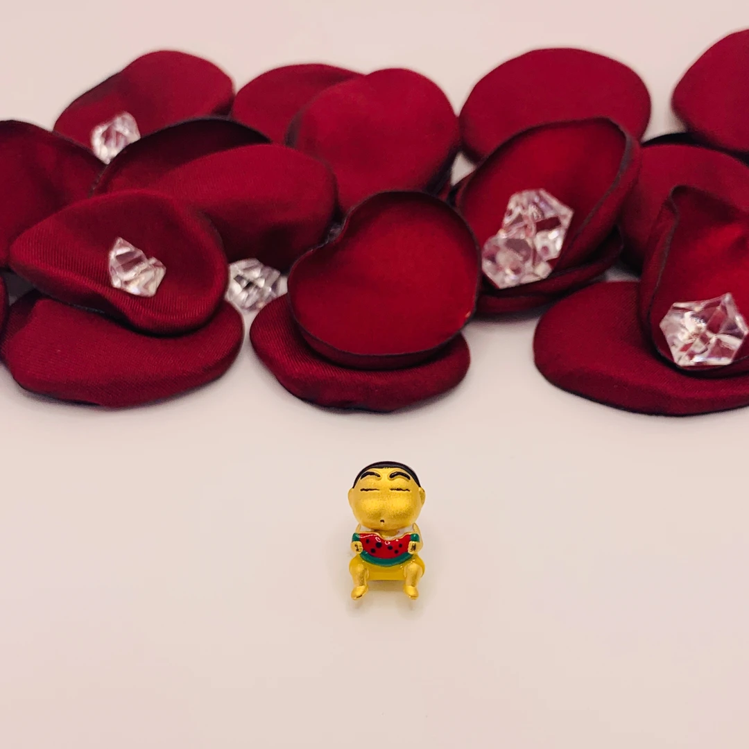 蜡笔小新黄金转运珠 足金999 吃瓜小新 白汗衫黄裤衩 西瓜小新