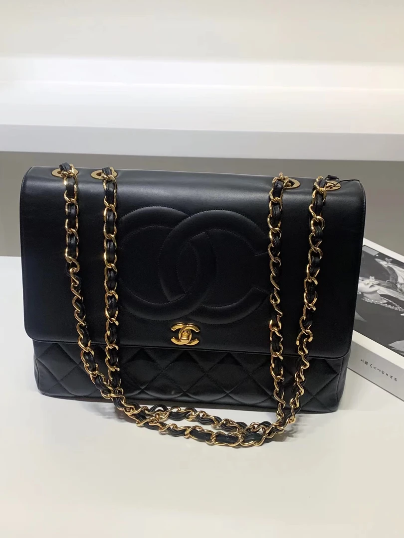 95新  HIHI精选/Chanel黑金浮雕贝嫂34单肩包