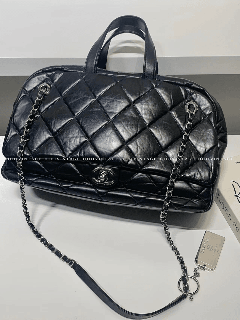 99新 Chanel/香奈儿 HIHI精选/黑银油蜡皮铭牌保龄球/8669206