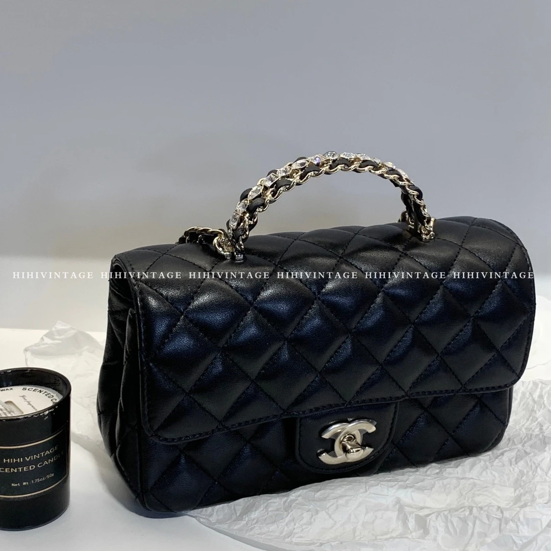 99新 Chanel/香奈儿 HIHI精选/钻钻手柄大mini挎包中号