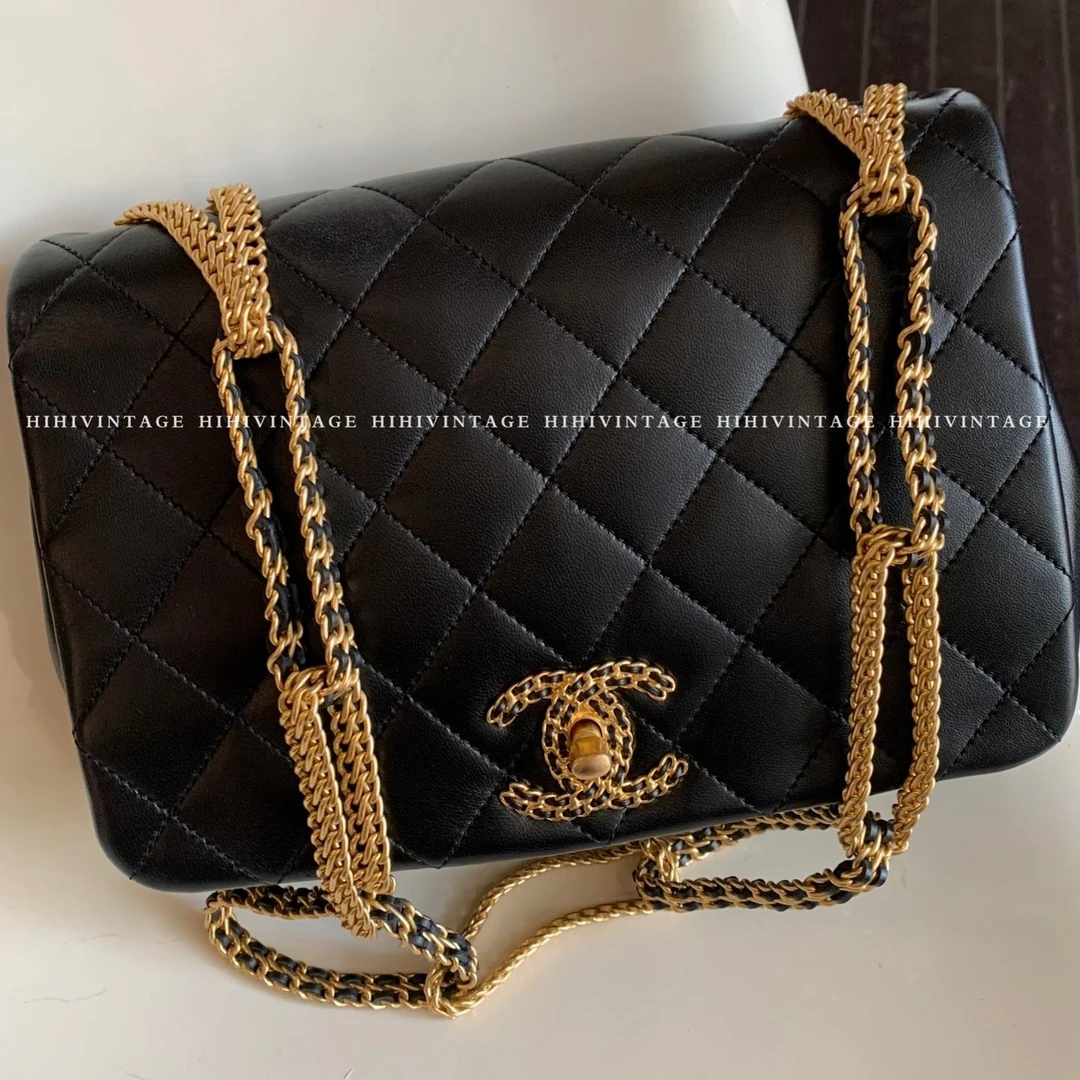 95新  HIHI/ Chanel 黑金双C雕花扣雕花链口盖包/3865785/一店