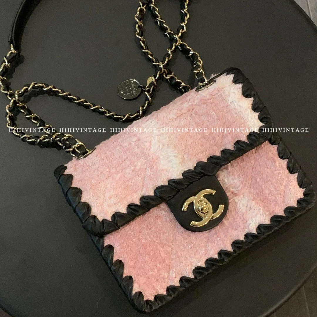 99新 Chanel/香奈儿 HIHI精选/Chanel 粉色毛呢豆腐包/11782398
