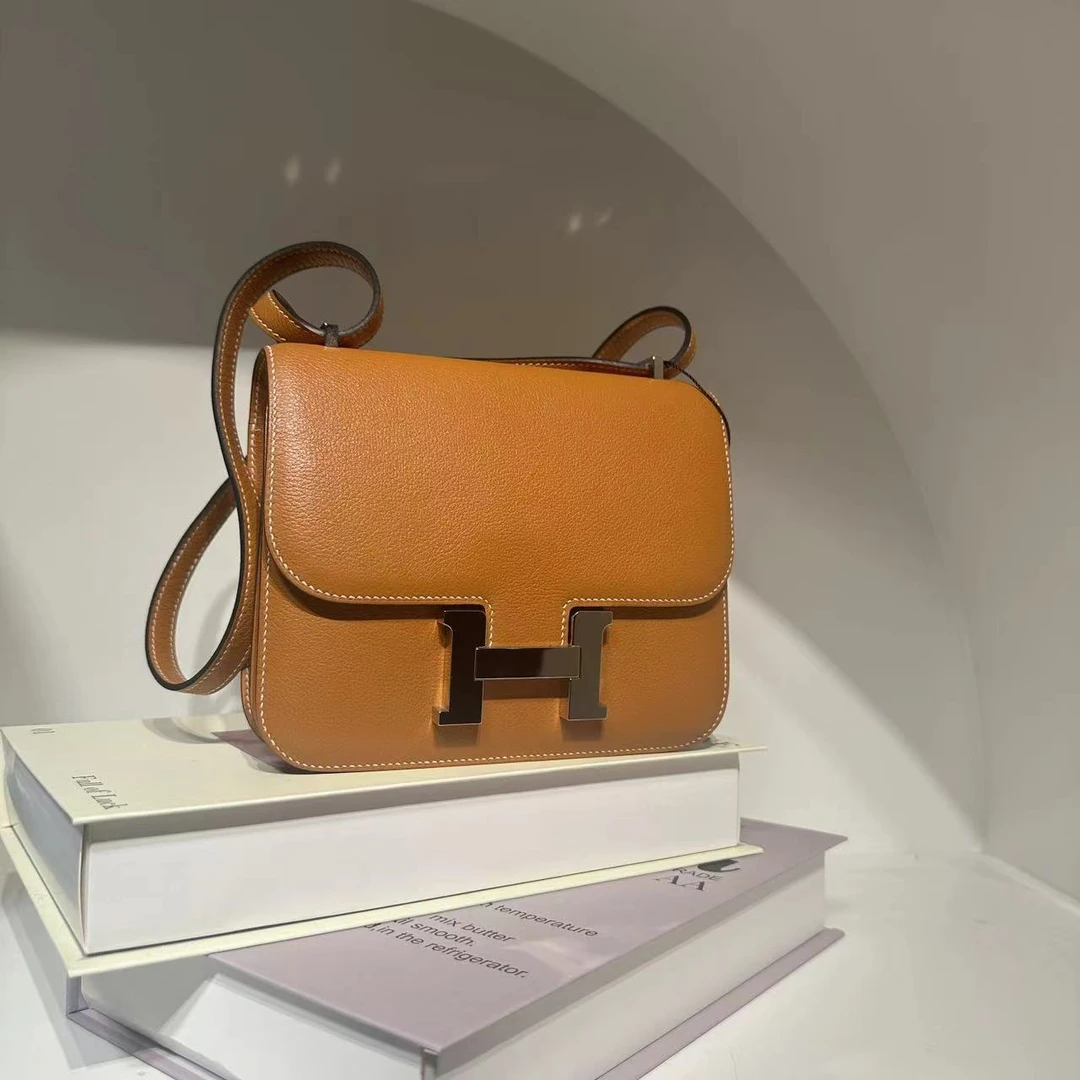 95新 Hermes/爱马仕 HIHI/爱马仕 金棕银扣康康19单肩包9712865