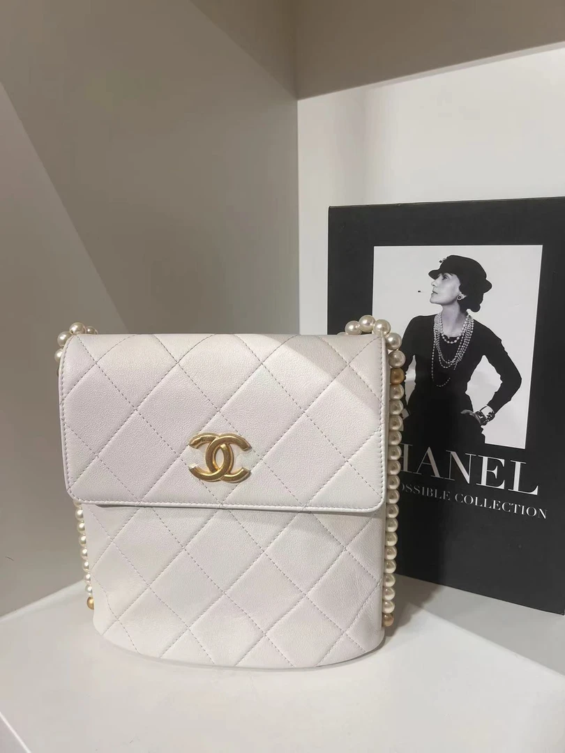 95新 Chanel/香奈儿 HIHI精选/CHANEL白金珍珠滚边信封单肩包31开