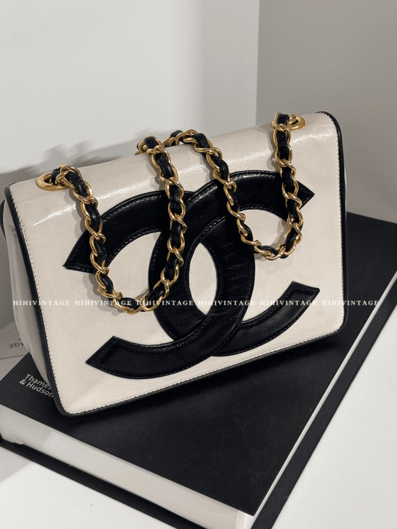 95新 Chanel/香奈儿 HIHI精选/黑白大logo熊猫口盖包7002189