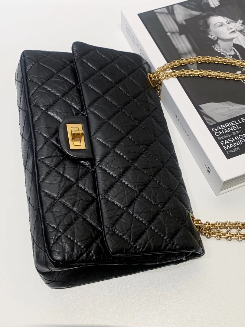 95新 Chanel/香奈儿 HIHI/CHANEL 黑金2.55链条包17933447