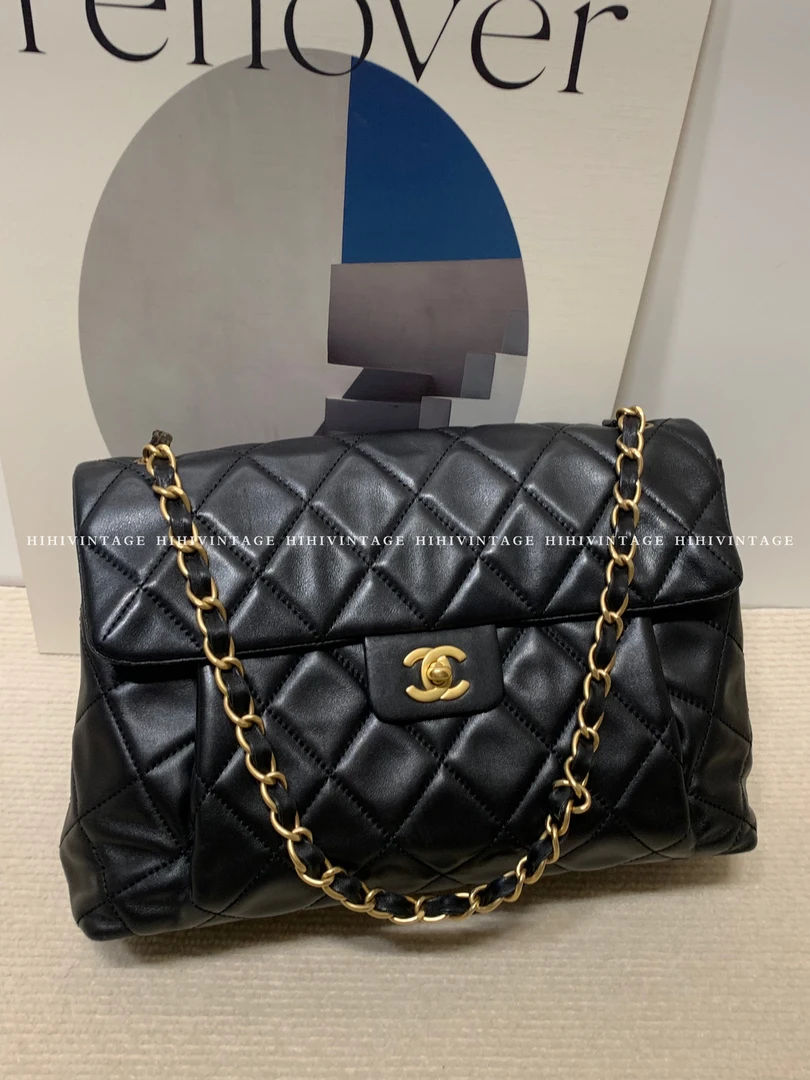 95新 Chanel/香奈儿 HIHI/Chanel 黑金菱格纹口盖包/6373998