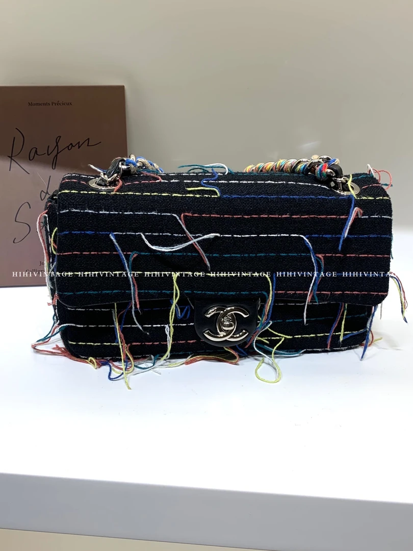 99新  HIHI精选/布面外缝线彩条CF编织链条包 27开/7091722