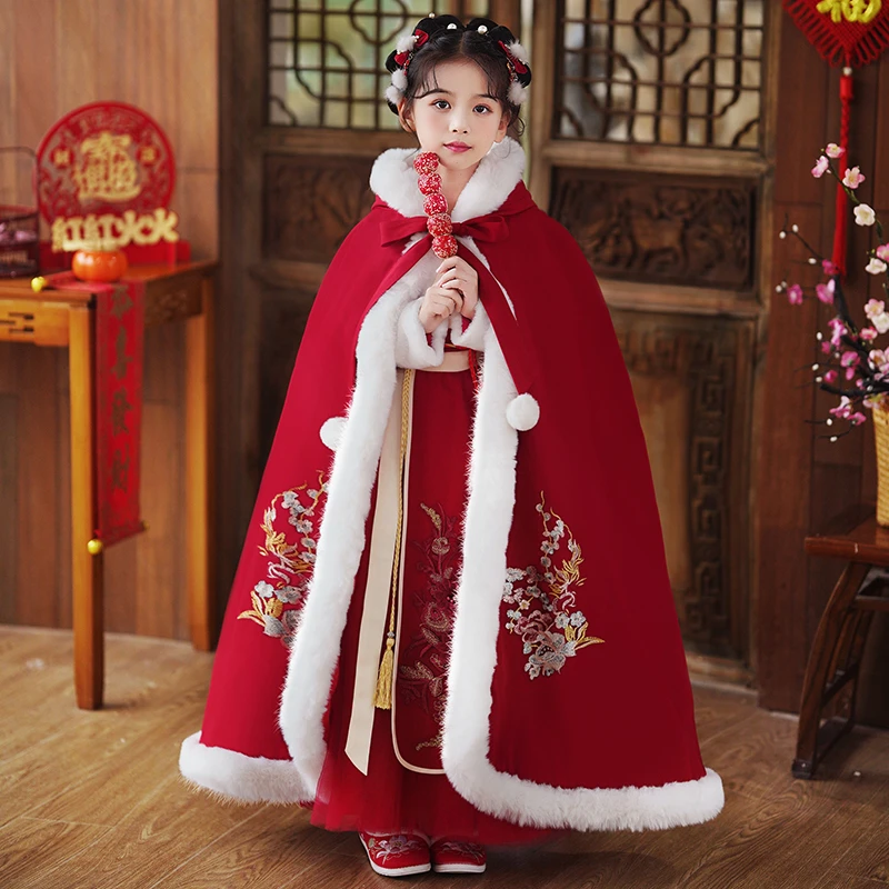 汉服女童2025新款新年儿童古装加厚过年冬季唐装中国风冬款拜年服