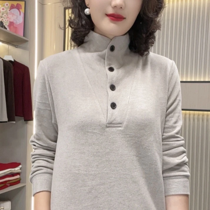 秋冬洋气双面奥绒柔软亲肤保暖打底衫两种穿法