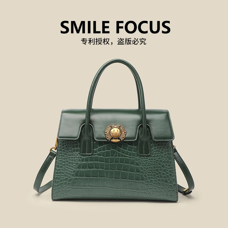 SMILE FOCUS 经典气质手提包—2222墨绿色