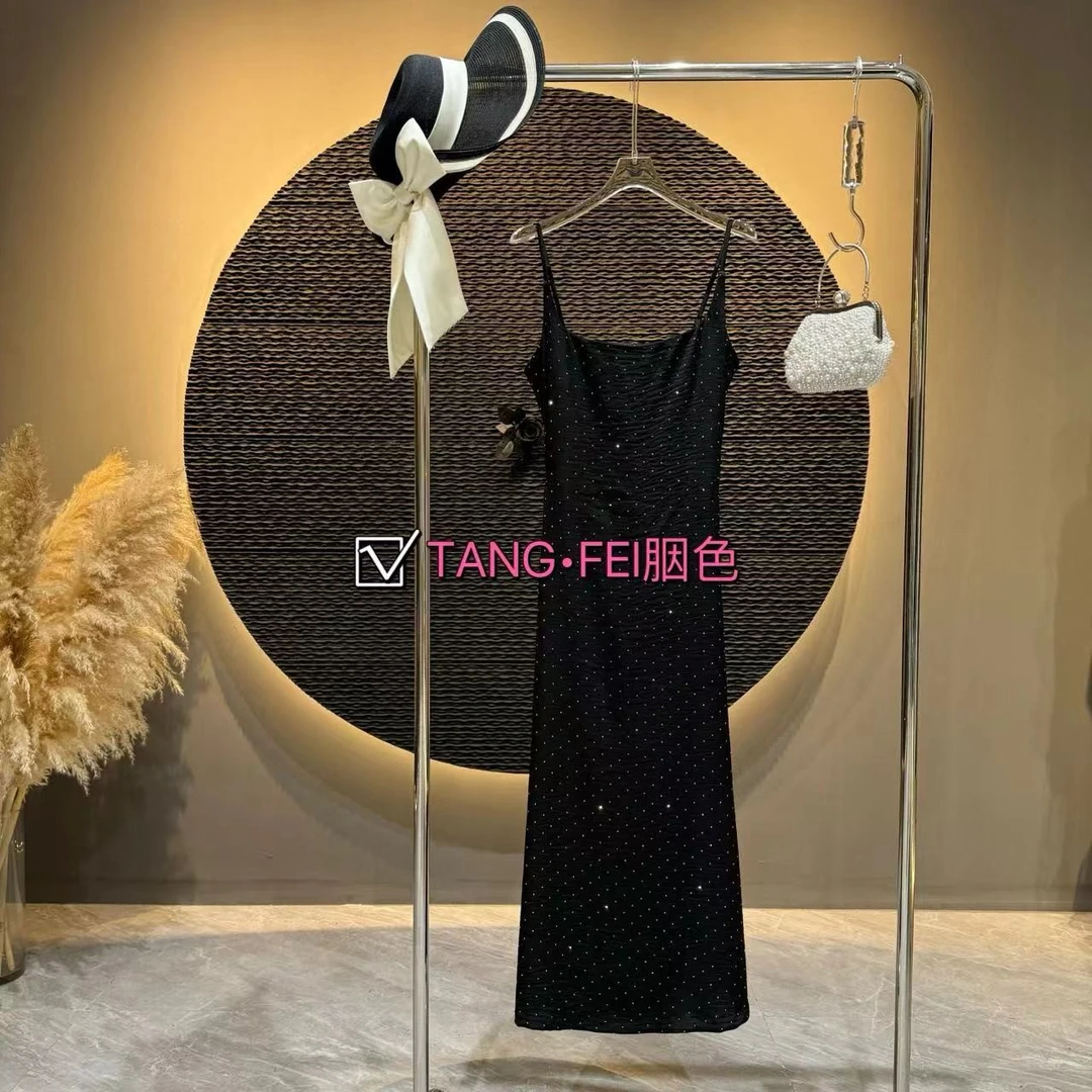 （清仓库存不多）捡漏【黑色海岸】FL0003黑色星空吊带长裙